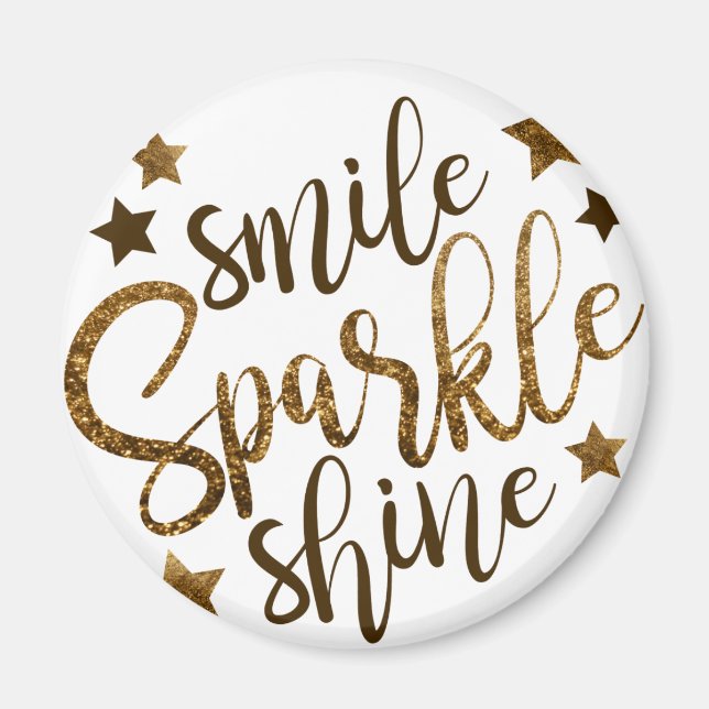 IMÃ SMILE SPARKLE SHINE, OURO GLITTER STAR (Frente)