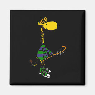 Imã Smileteessportsa Funny Giraffe Jogando Lacrosse Sp