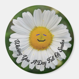 Imã Smiley Daisy Round Magnet