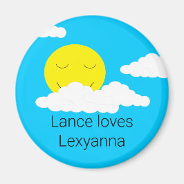 Imã Smiling Sun with Puffy Clouds: