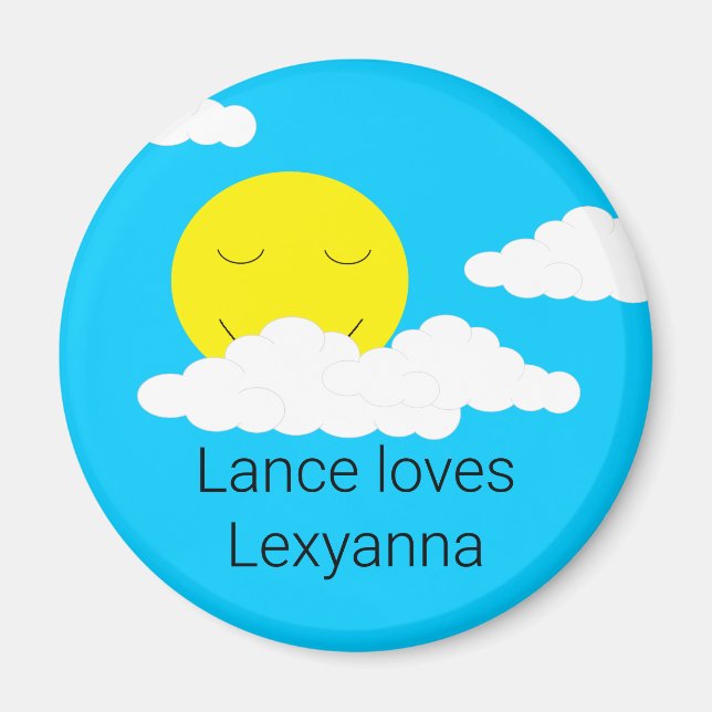 Imã Smiling Sun with Puffy Clouds: (Frente)