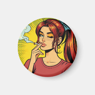 Imã Smoking lovers | Pop art | Girl Stoner | Cigarette