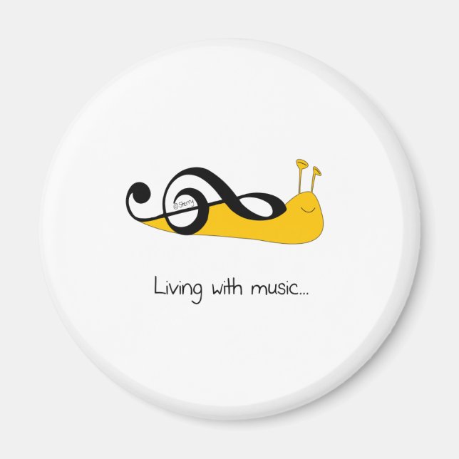 Imã Snail Clef: Vivendo com música... (Frente)