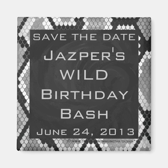 Imã Snakeskin Gray, White, and Black Monogrammed (Frente)