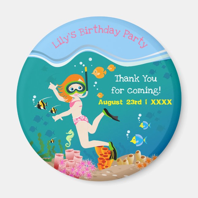 Imã Snorkeling com Festa de aniversário de garotas tro (Frente)