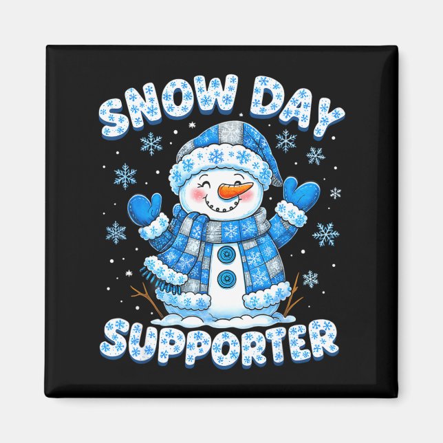 Imã Snow Day Suprter Cute Snowman Snowflake Christmas  (Frente)