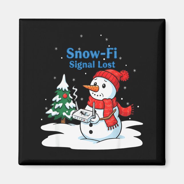 Imã Snow-fi Signal Lost Funny Christmas Snowman Wifi  (Frente)