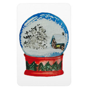 Ímã Snow Globe Crystal Ball Winter Village