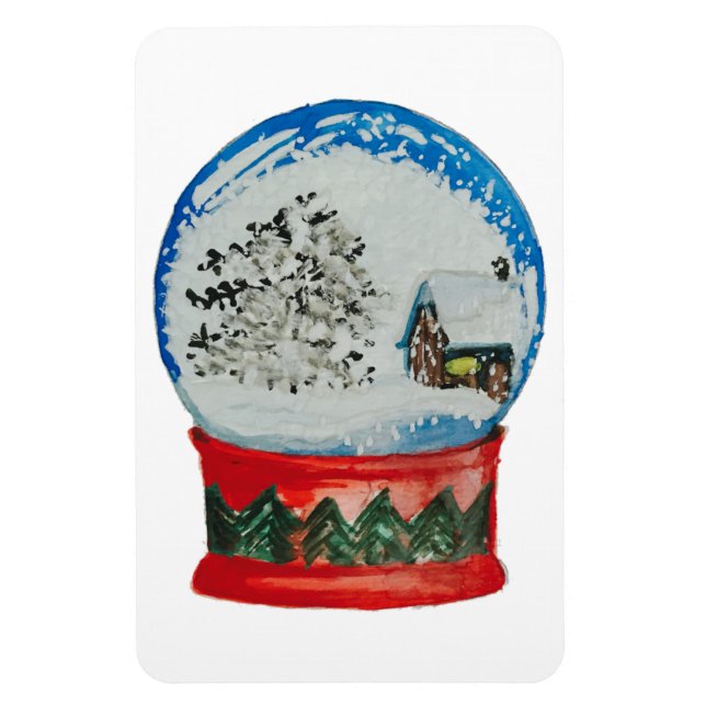 Ímã Snow Globe Crystal Ball Winter Village (Vertical)