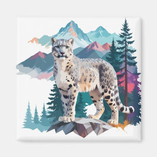 Imã Snow Leopard Vetor Art Animal Na Majestosa
