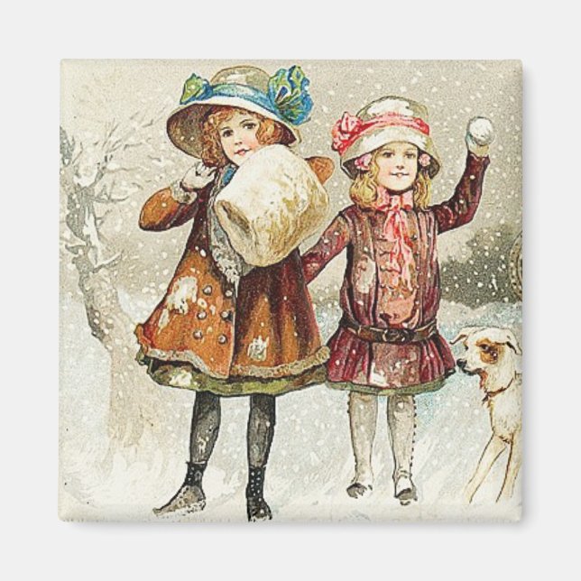 Imã Snowball Girls Vintage Magnet (Frente)