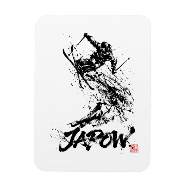 Ímã Snowboard Brush Art - Skier jump (Vertical)