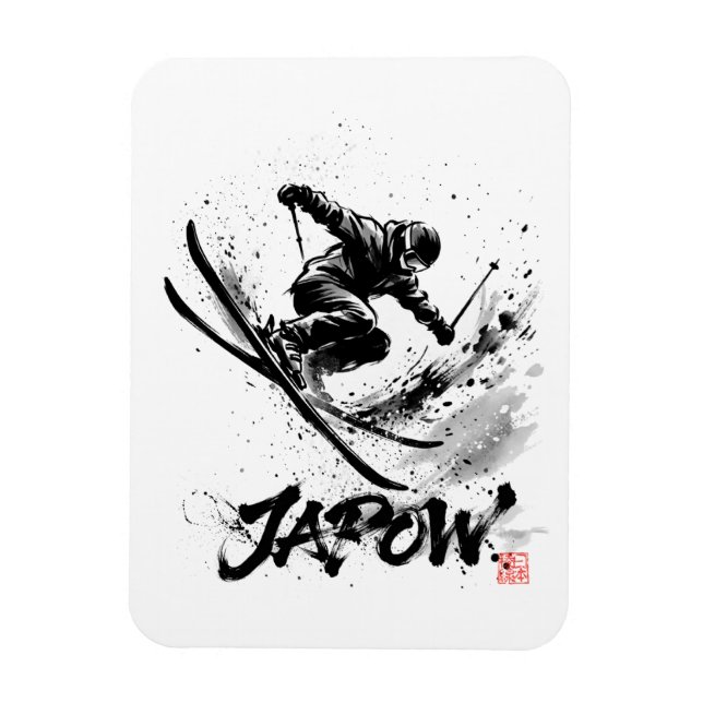 Ímã Snowboard Brush Art - Skier Slush Powder (Vertical)
