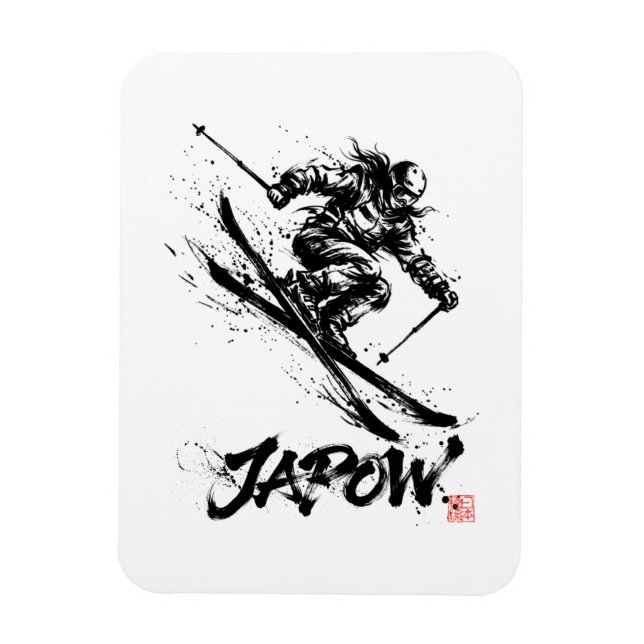 Ímã Snowboard Brush Art - Skier Women (Vertical)