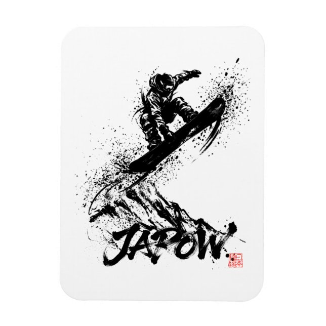Ímã Snowboard Brush Art - Snowboarder Grab Jump (Vertical)