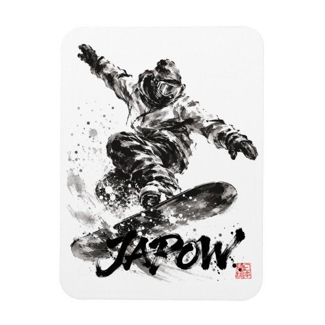 Ímã Snowboard Brush Art - Snowboarder Light (Vertical)