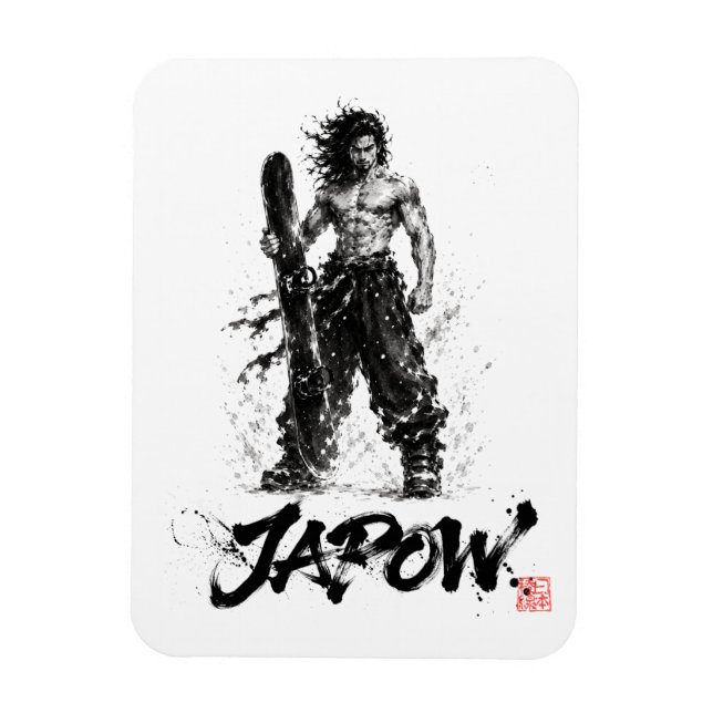Ímã Snowboard Brush Art - Standing Samurai Musashi (Vertical)