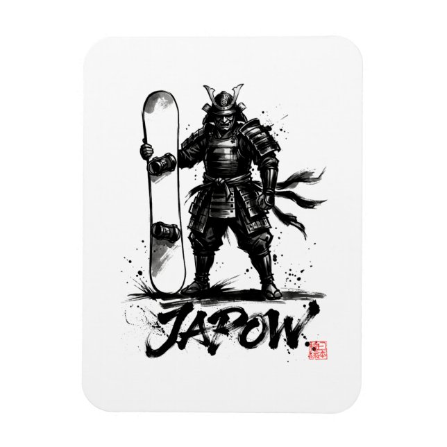 Ímã Snowboard Brush Art - Standing Samurai snowboard  (Vertical)