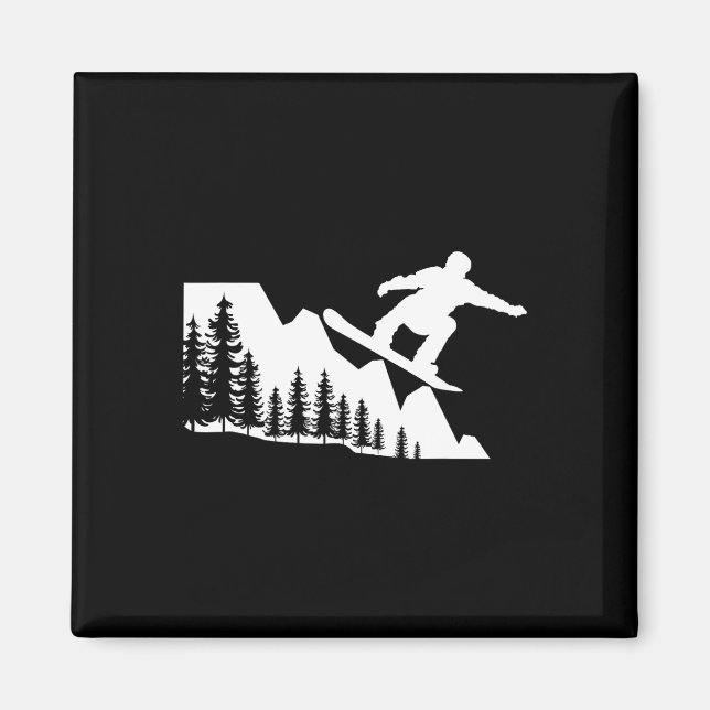 Imã Snowboard Mountain Winter Sports Adventure Neve (Frente)