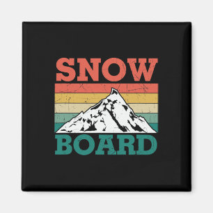 Imã Snowboard Retro Esqui na Neve Férias Esqui Snowb