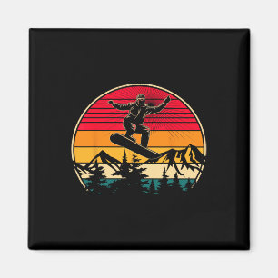 Imã Snowboard Retro Sunset Style Snowboard Winter S