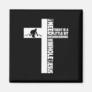 Imã Snowboard Snowboard Jesus Faith Cross Christian