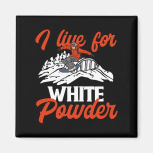Imã Snowboard Snowboard Outfit Eu Vivo Para White Pow