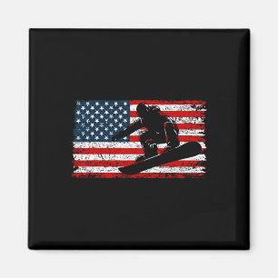 Imã Snowboard Snowboard Patriotic Vintage Americano