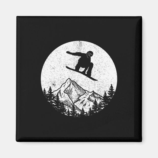 Imã Snowboard Snowboard Silhouette Snowboard Gif (Frente)
