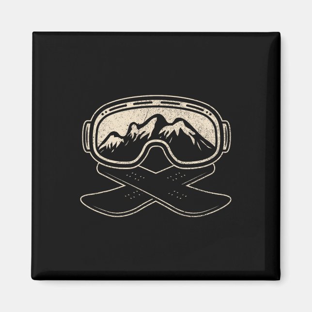 Imã Snowboard Snowboarder Snowboard Monte Estilo (Frente)