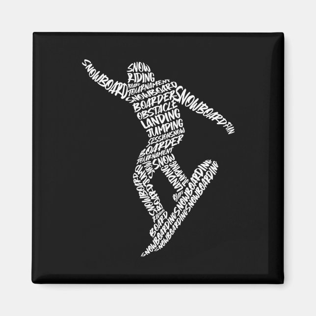 Imã Snowboard Typografia Boys Crianças Sn (Frente)