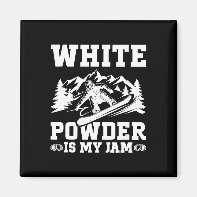 Imã Snowboard White Powder Snow Winter Snowboard (Frente)