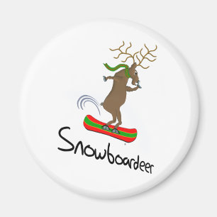 Imã Snowboardeer Funny Snowboard Reindeer