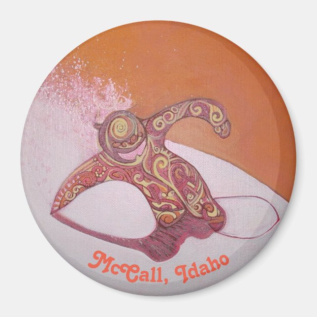 Imã Snowboarder rasgando um pouco de pów (Frente)