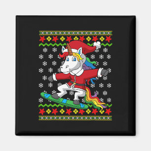 Imã Snowboarder Unicorn Papais noeis Snowboard Natal S