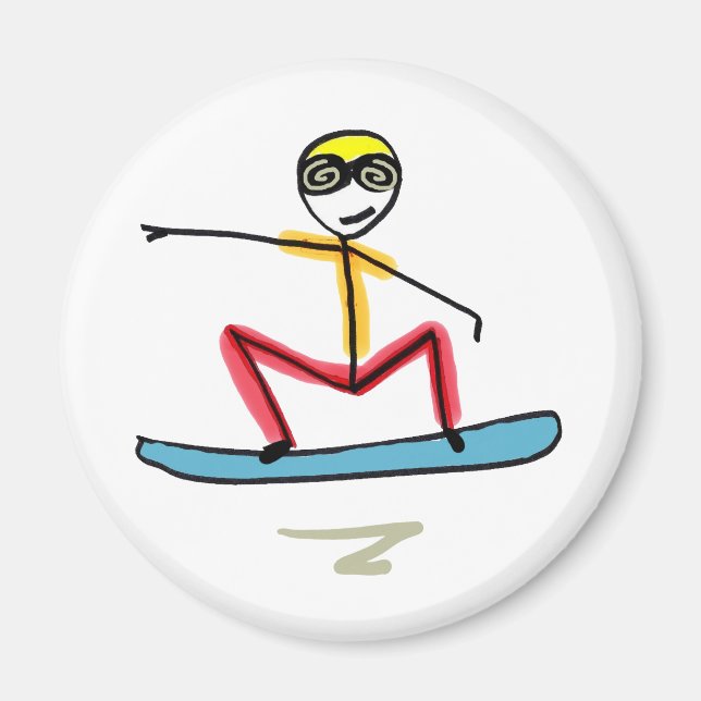 Imã Snowboarding Stickman (Frente)