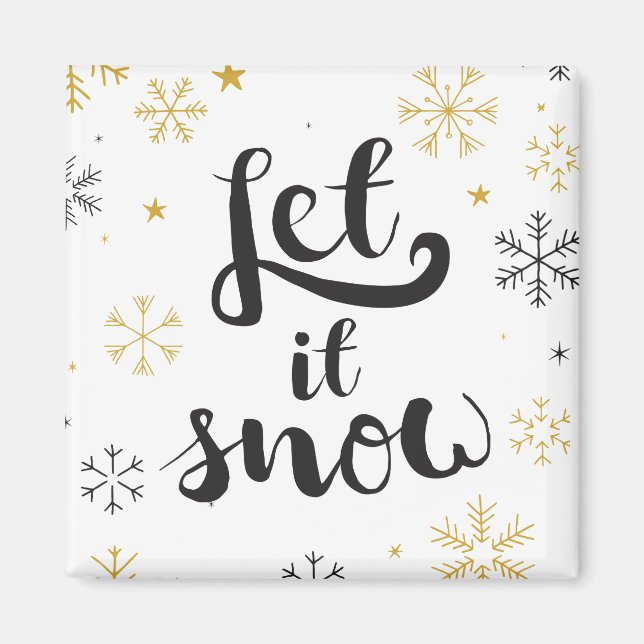 Imã Snowflake Doodles Gráficos de Natal (Frente)