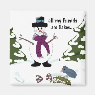 Imã Snowflake, o Snowman Funny Magnet