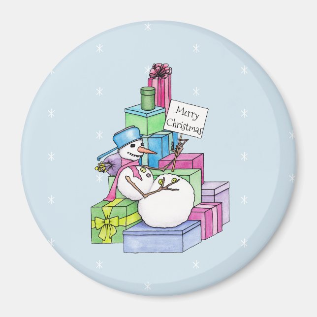 Imã Snowman a arrefecer em presentes (Frente)