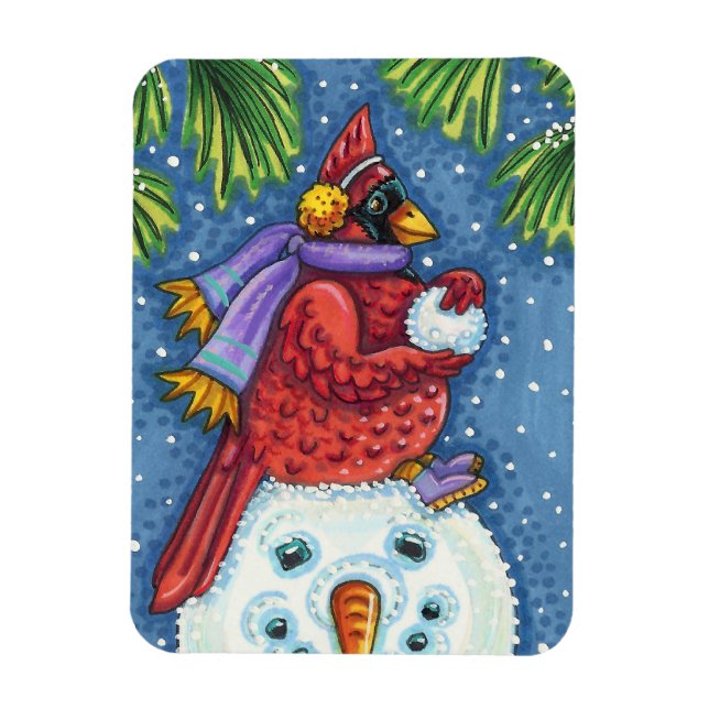 ÍMÃ SNOWMAN BODYGUARD, CHRISTMAS CARDINHEIRO REDBIRD (Vertical)
