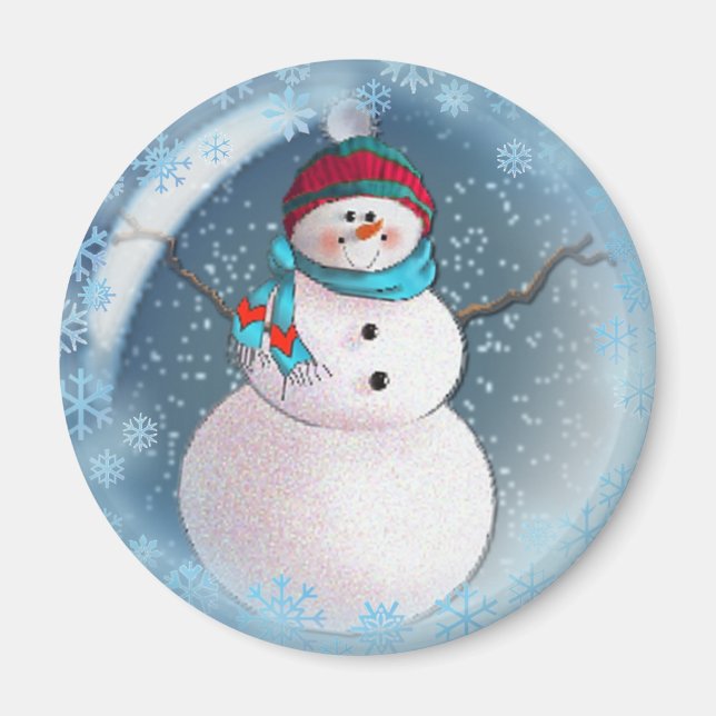 Imã SNOWMAN BUBBLE 3 SNOWFLAKS por SHARON SHARPE (Frente)