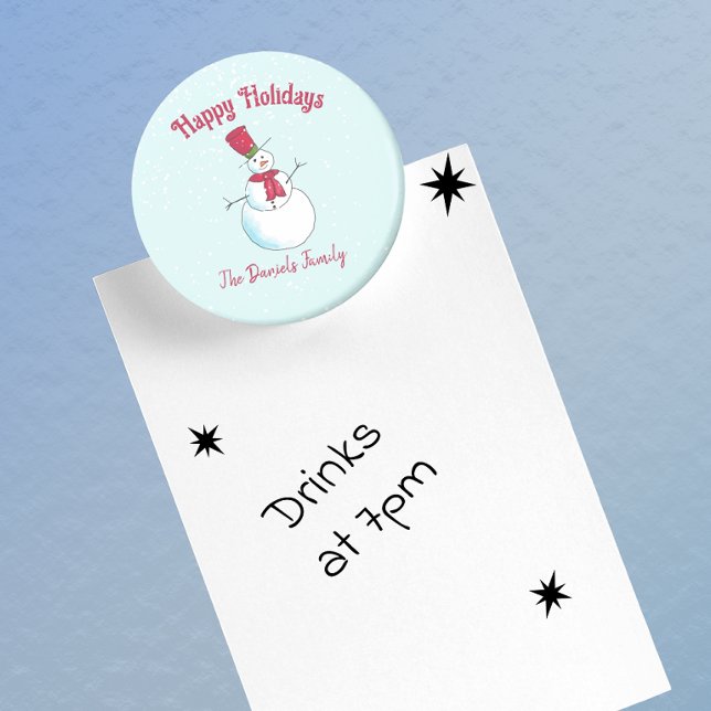 Imã Snowman de Feriados Felizes Personalizados (Criador carregado)