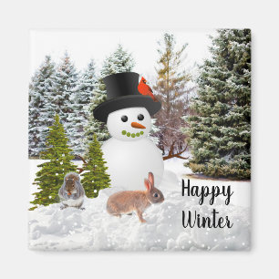 Imã Snowman e Amigos Feliz Frigideira de inverno