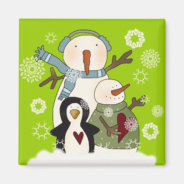 Imã Snowman e Pinguim, amigos da neve (Frente)