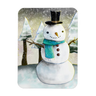Ímã Snowman em cena de inverno
