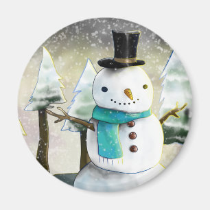 Imã Snowman em cena de inverno