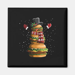 Imã Snowman Feito De Hambúrgueres Cheeseburger Fast Co