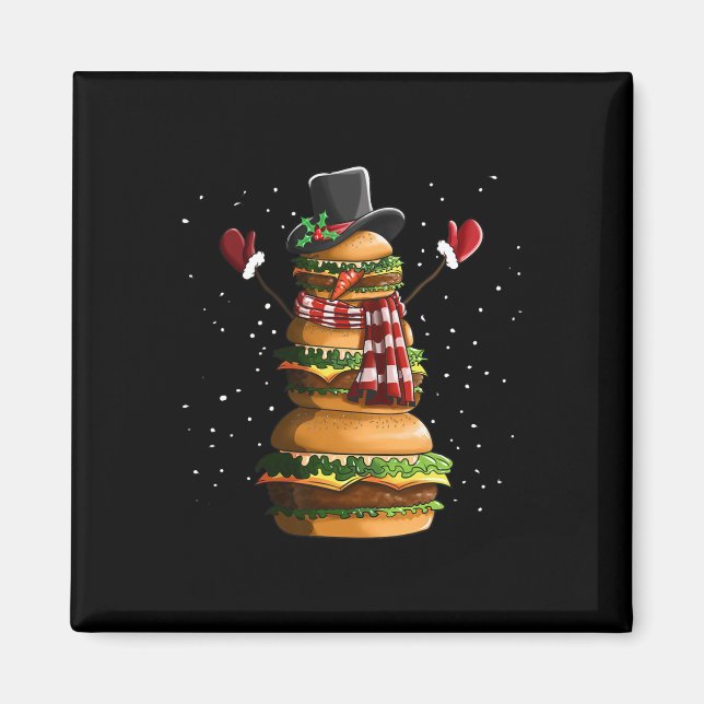 Imã Snowman Feito De Hambúrgueres Cheeseburger Fast Co (Frente)