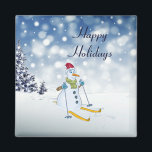 Imã Snowman Holiday Christmas Magnet<br><div class="desc">Belo Neve Feriado de Natal</div>