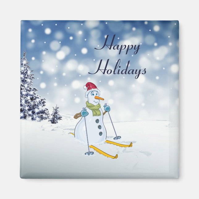 Imã Snowman Holiday Christmas Magnet (Frente)